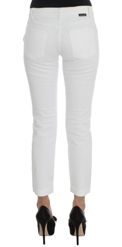 White Cotton Capri Cropped Jeans