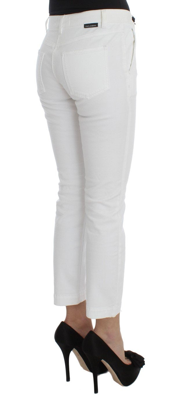 White Cotton Capri Cropped Jeans