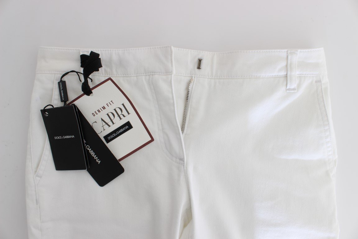 White Cotton Capri Cropped Jeans