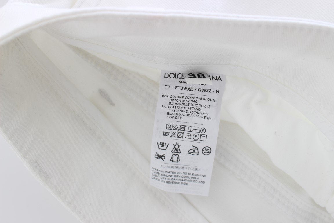 White Cotton Capri Cropped Jeans