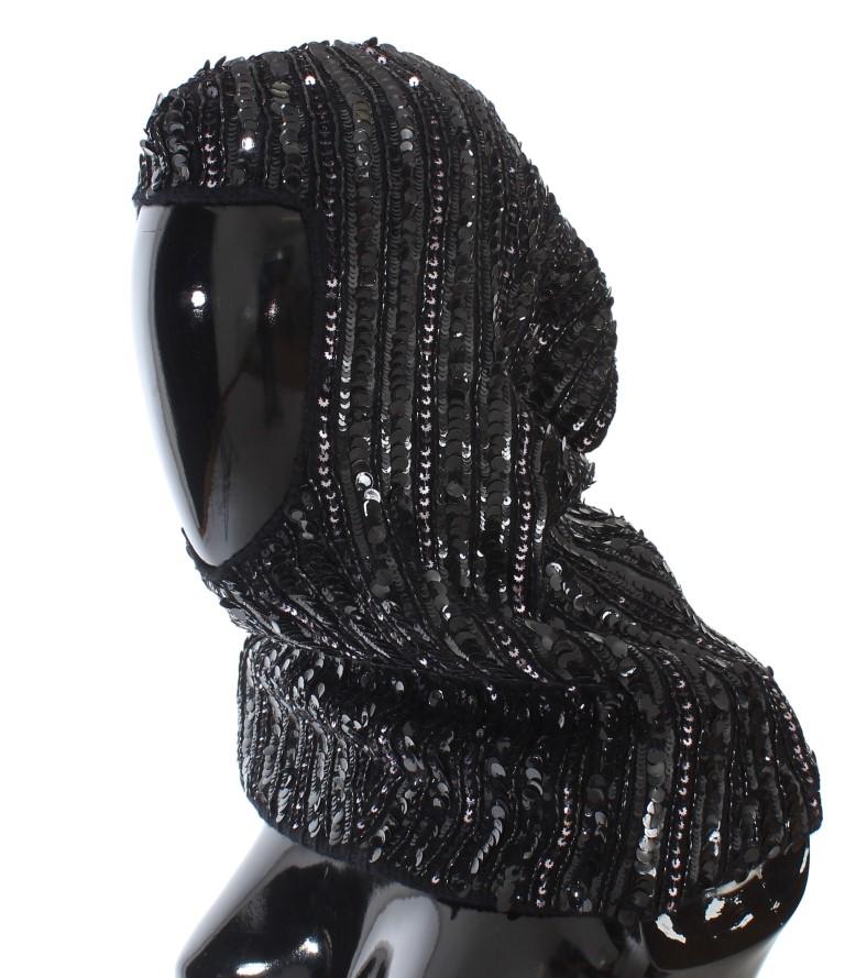 Black Knitted Wool Hood Hat