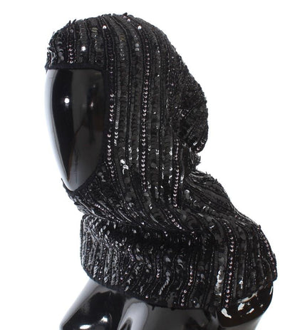 Black Knitted Wool Hood Hat
