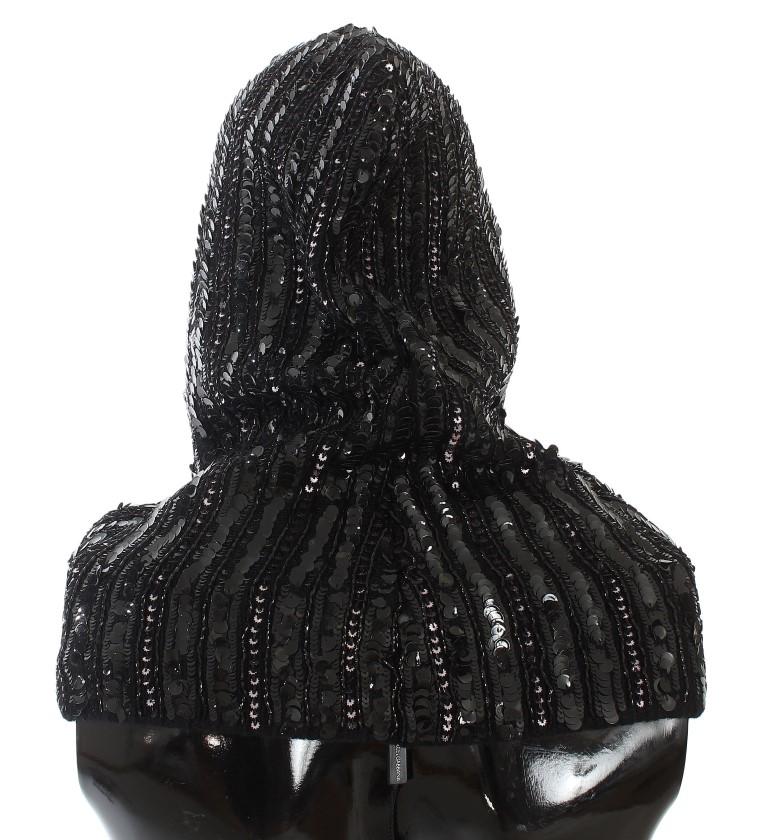 Black Knitted Wool Hood Hat