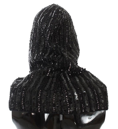 Black Knitted Wool Hood Hat