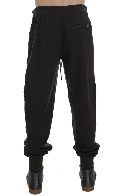 Green Brown Wool Silver Studded Pants