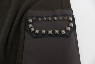 Green Brown Wool Silver Studded Pants