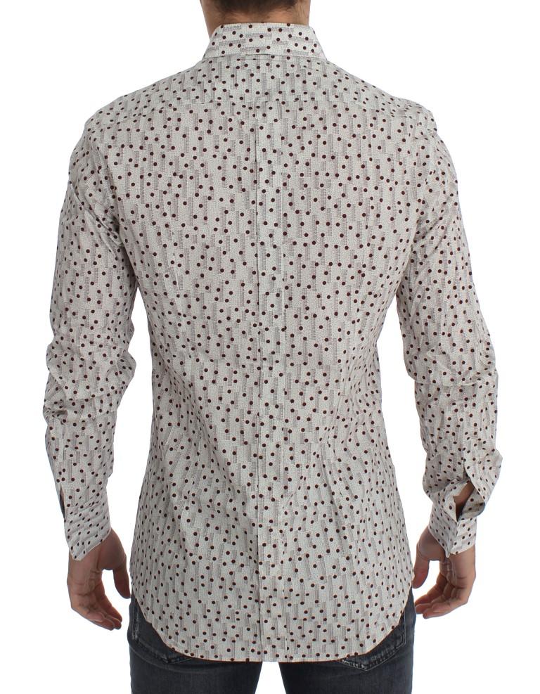 White Red Polka Dot Slim Fit GOLD Shirt