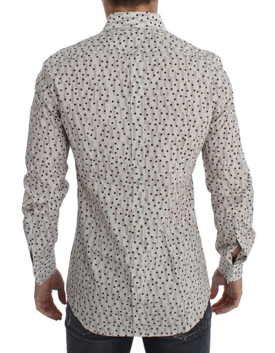 White Red Polka Dot Slim Fit GOLD Shirt