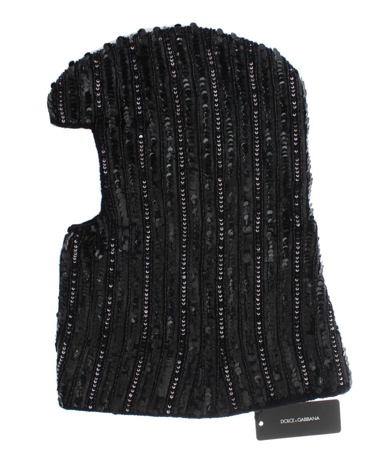 Black Knitted Wool Hood Hat
