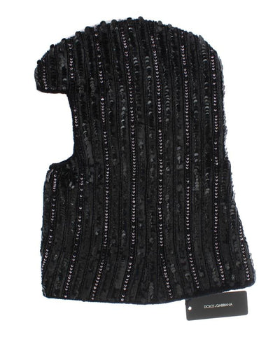 Black Knitted Wool Hood Hat