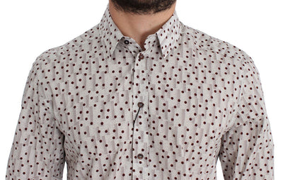 White Red Polka Dot Slim Fit GOLD Shirt