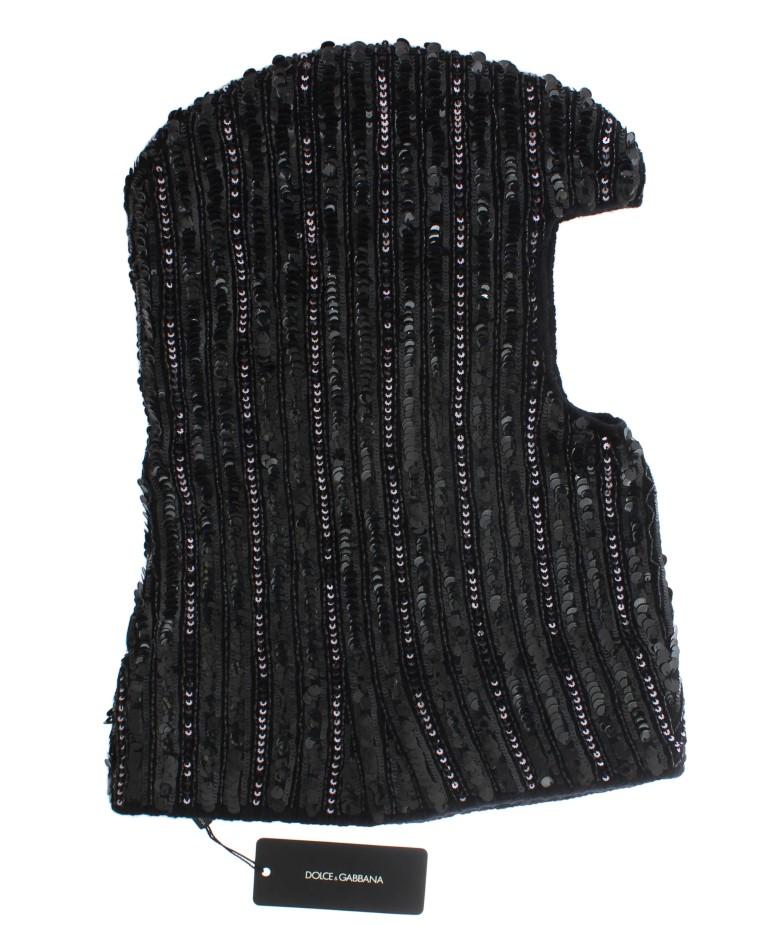 Black Knitted Wool Hood Hat