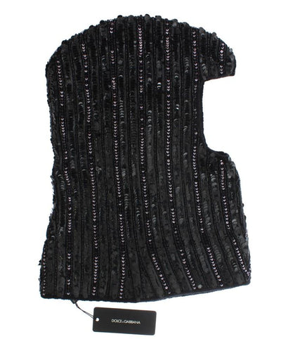 Black Knitted Wool Hood Hat