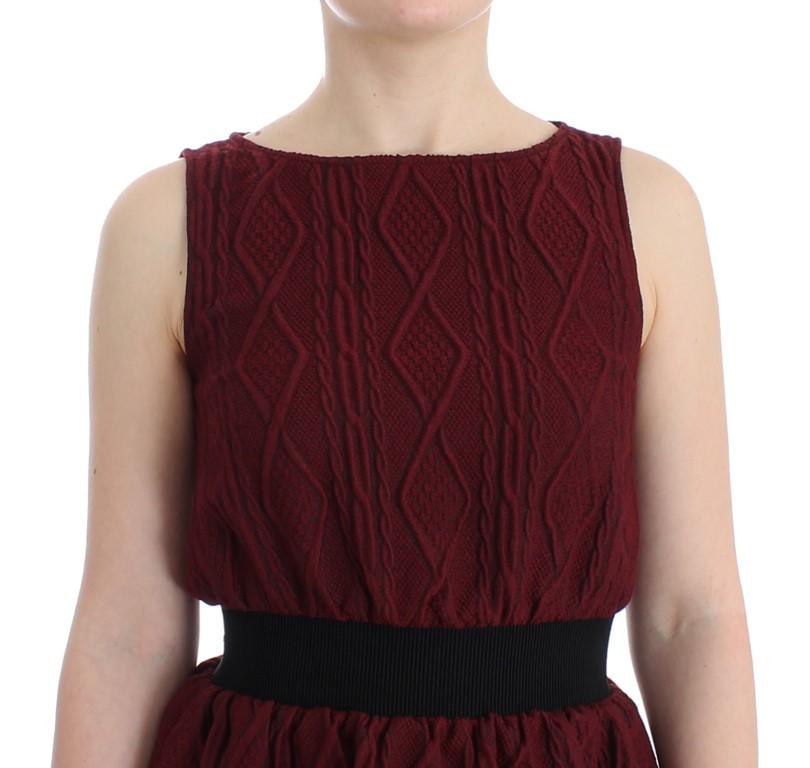 Red Wool Sleeveless Shift Sheath Dress