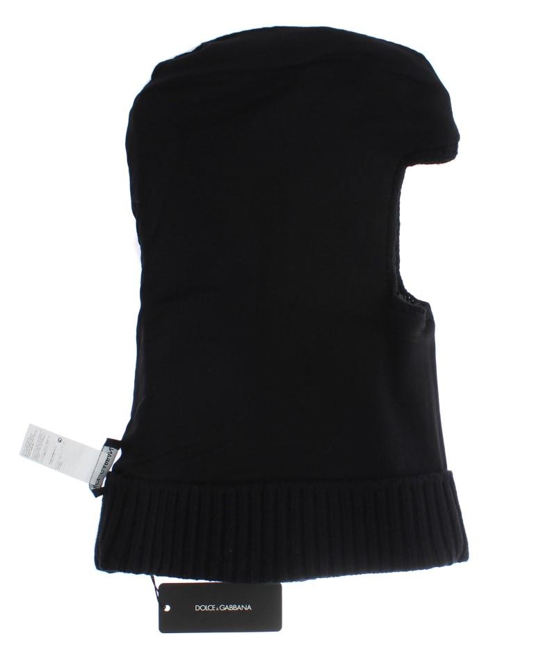 Black Knitted Wool Hood Hat