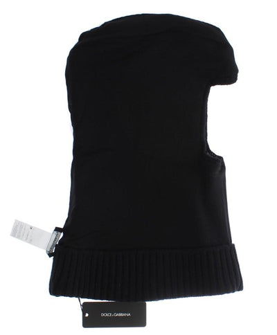 Black Knitted Wool Hood Hat