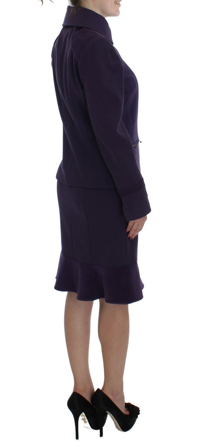 Purple Wool Blend Sheath Dress & Jacket Set