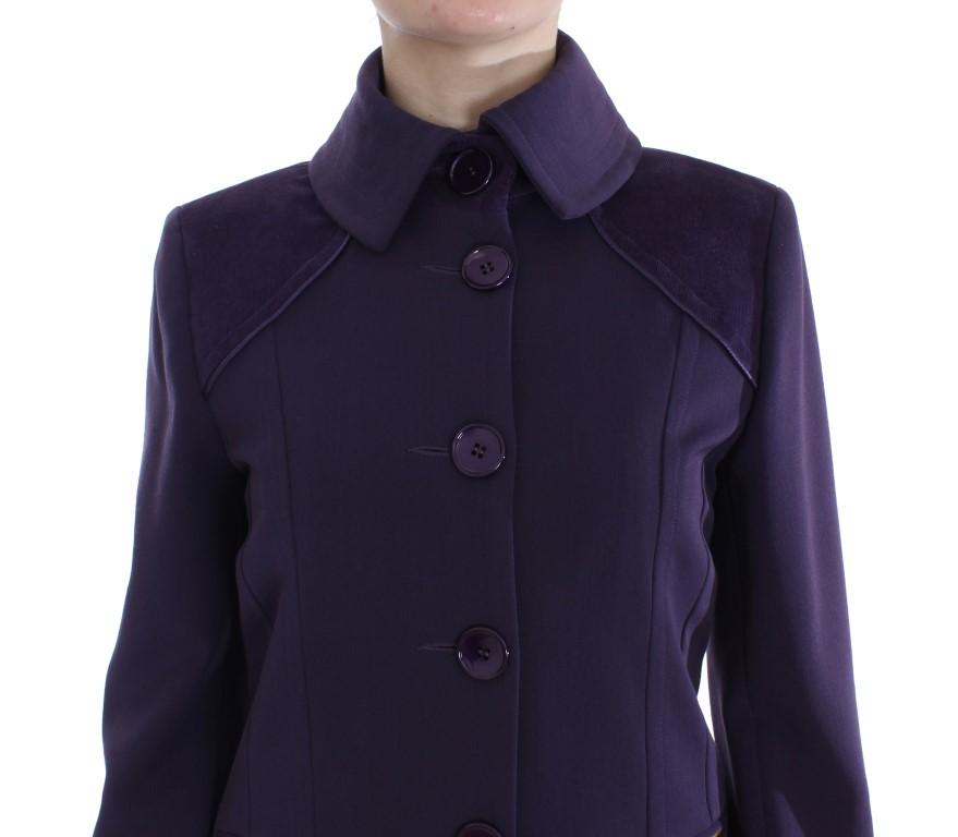 Purple Wool Blend Sheath Dress & Jacket Set