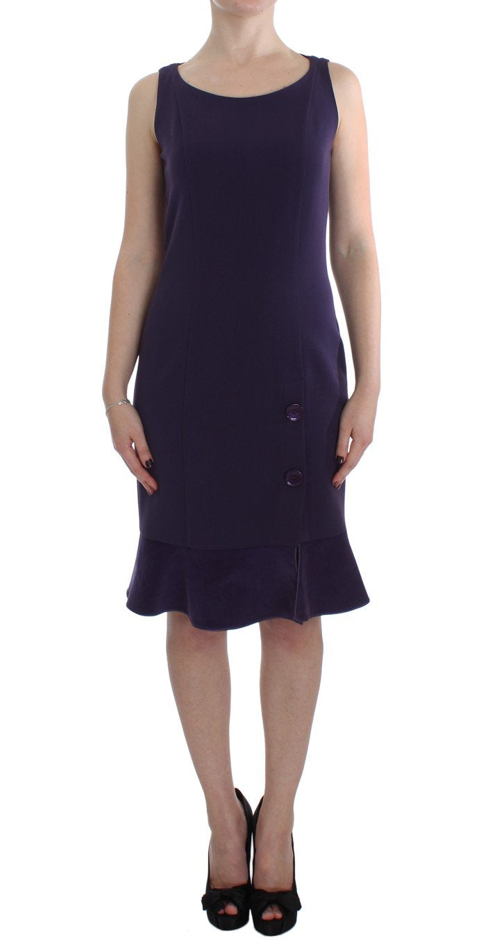 Purple Wool Blend Sheath Dress & Jacket Set