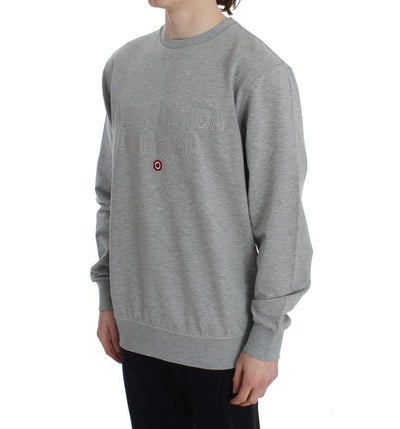 Gray Cotton Stretch Crewneck Pullover Sweater