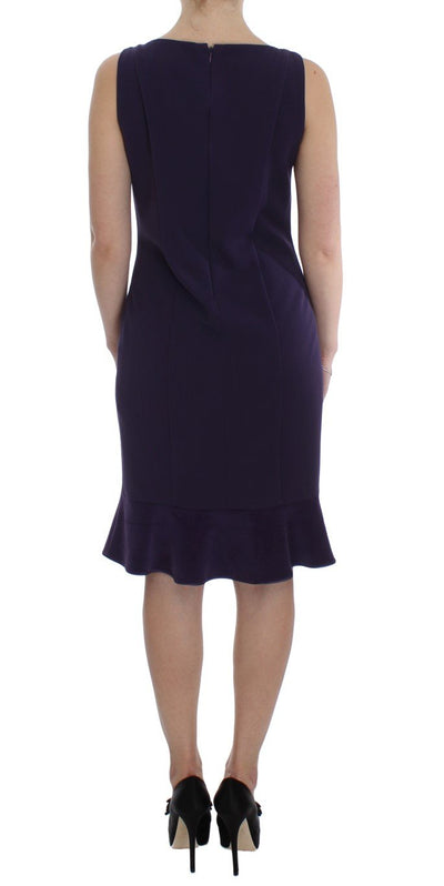 Purple Wool Blend Sheath Dress & Jacket Set