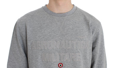 Gray Cotton Stretch Crewneck Pullover Sweater