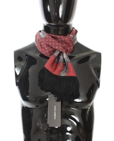 Bordeaux Silk Monkey Pattern Scarf