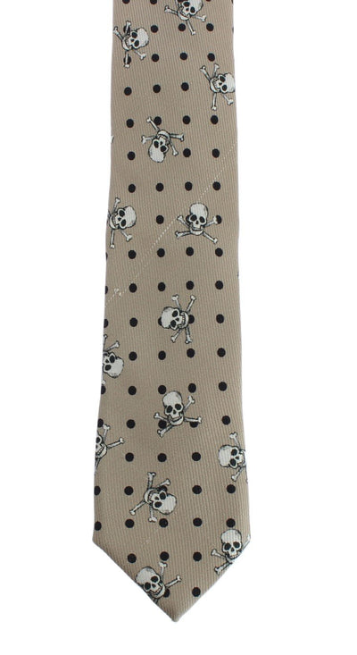 Beige Skull Polka Print Tie
