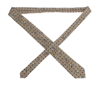 Beige Skull Polka Print Tie
