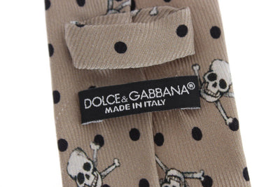 Beige Skull Polka Print Tie