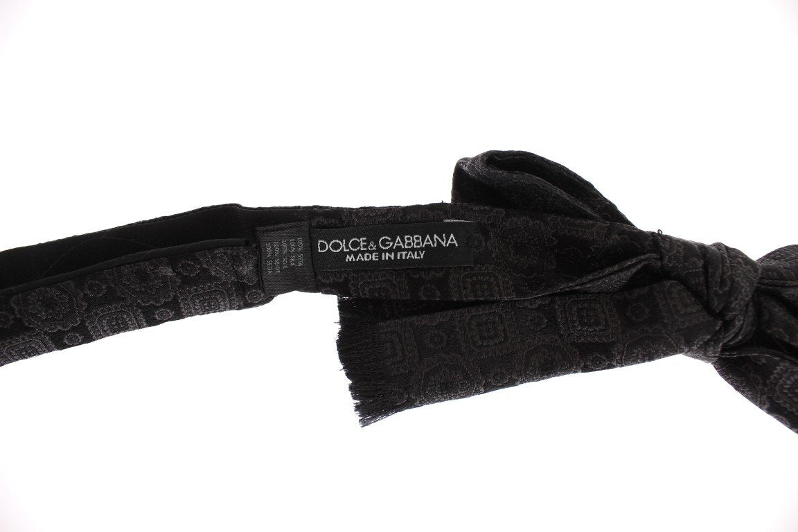 Black Brown Silk Baroque Paisley Bow Tie