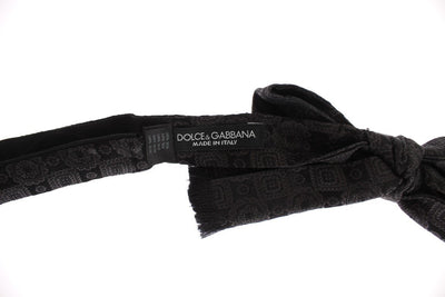 Black Brown Silk Baroque Paisley Bow Tie