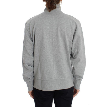 Gray Cotton Stretch Full Zipper Sweater