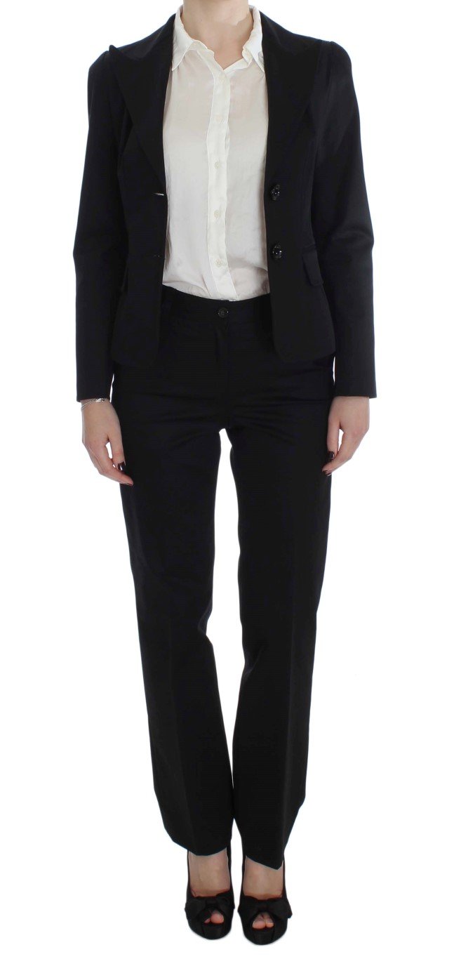 Black Cotton Stretch Suit