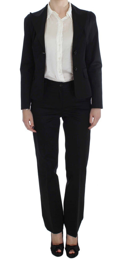 Black Cotton Stretch Suit