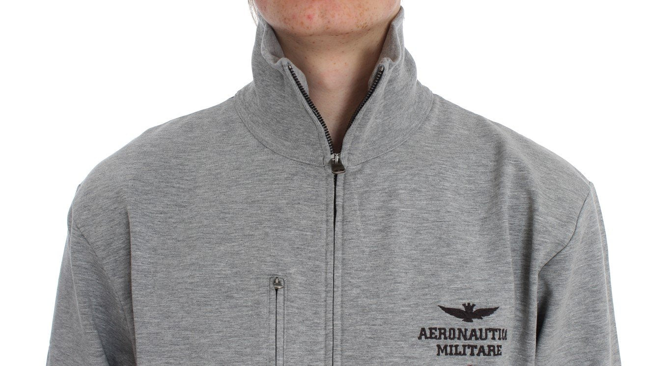 Gray Cotton Stretch Full Zipper Sweater
