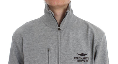 Gray Cotton Stretch Full Zipper Sweater
