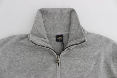 Gray Cotton Stretch Full Zipper Sweater