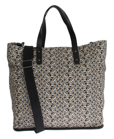 Car Print Cotton Leather Shoulder Bag