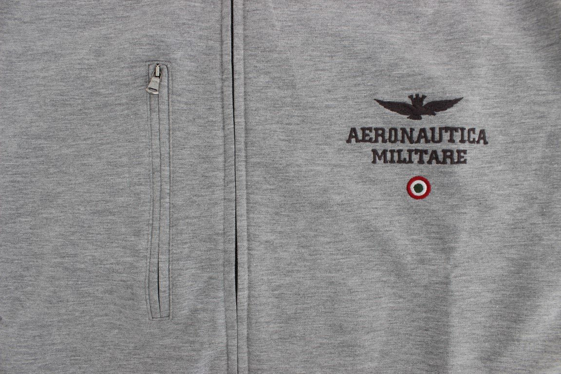 Gray Cotton Stretch Full Zipper Sweater