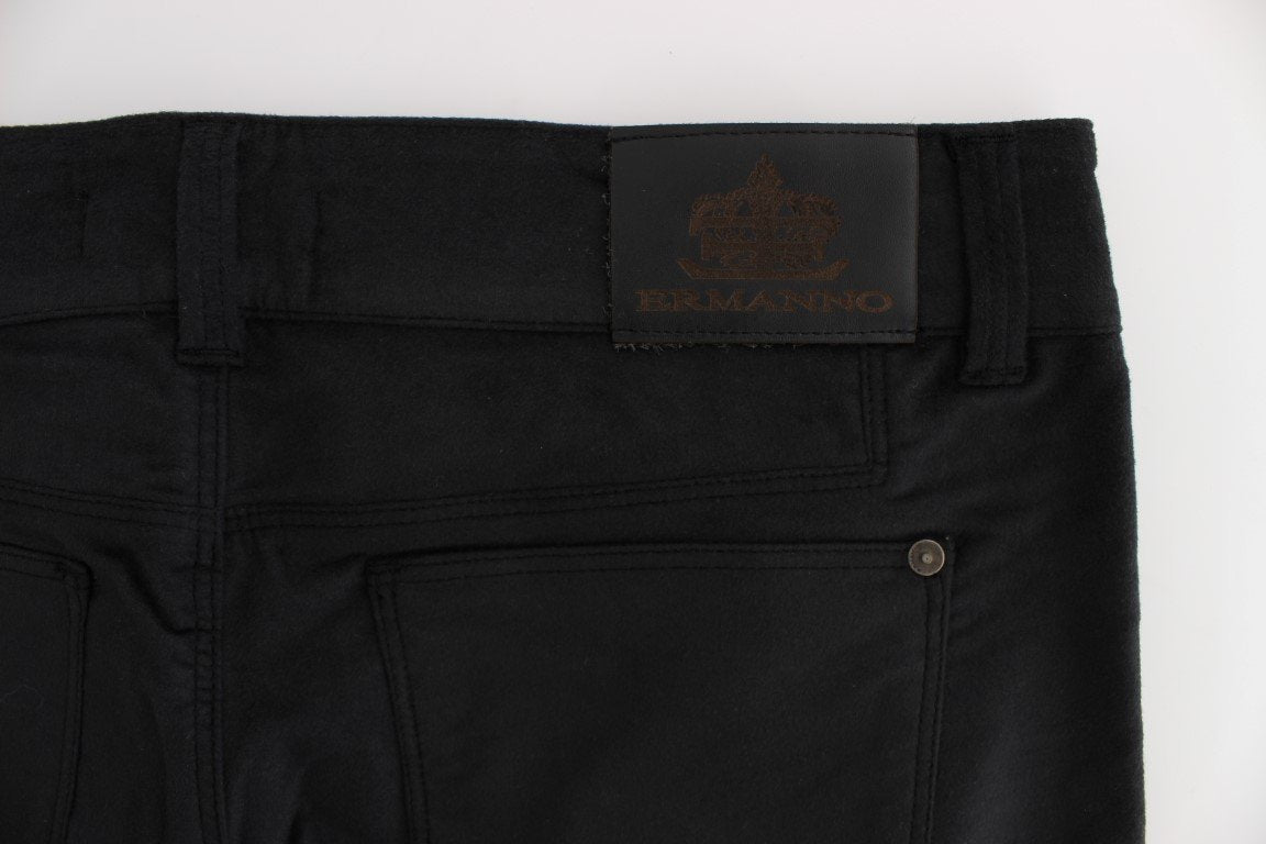 Black Cotton Blend Regular Fit Pants