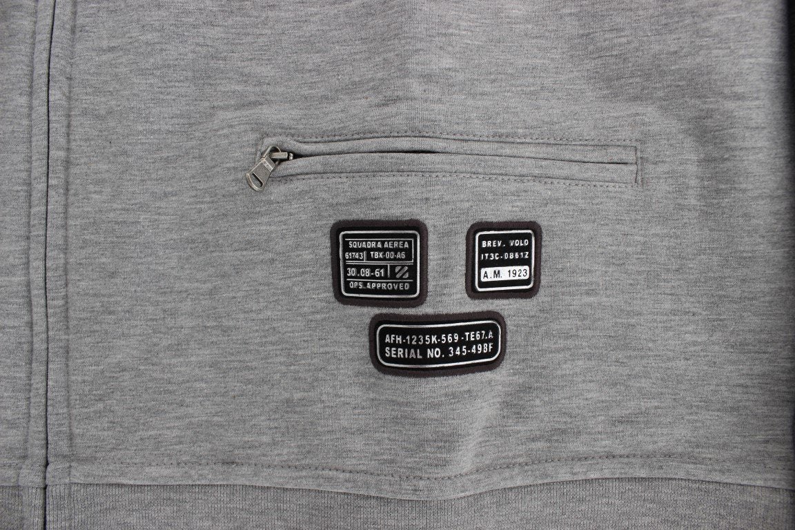 Gray Cotton Stretch Full Zipper Sweater