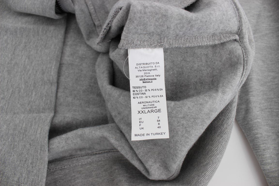 Gray Cotton Stretch Full Zipper Sweater