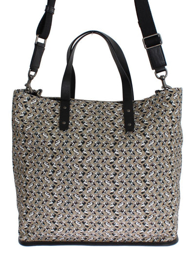 Car Print Cotton Leather Shoulder Bag