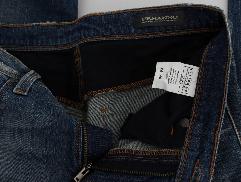 Blue Cotton Blend Slim Fit Jeans