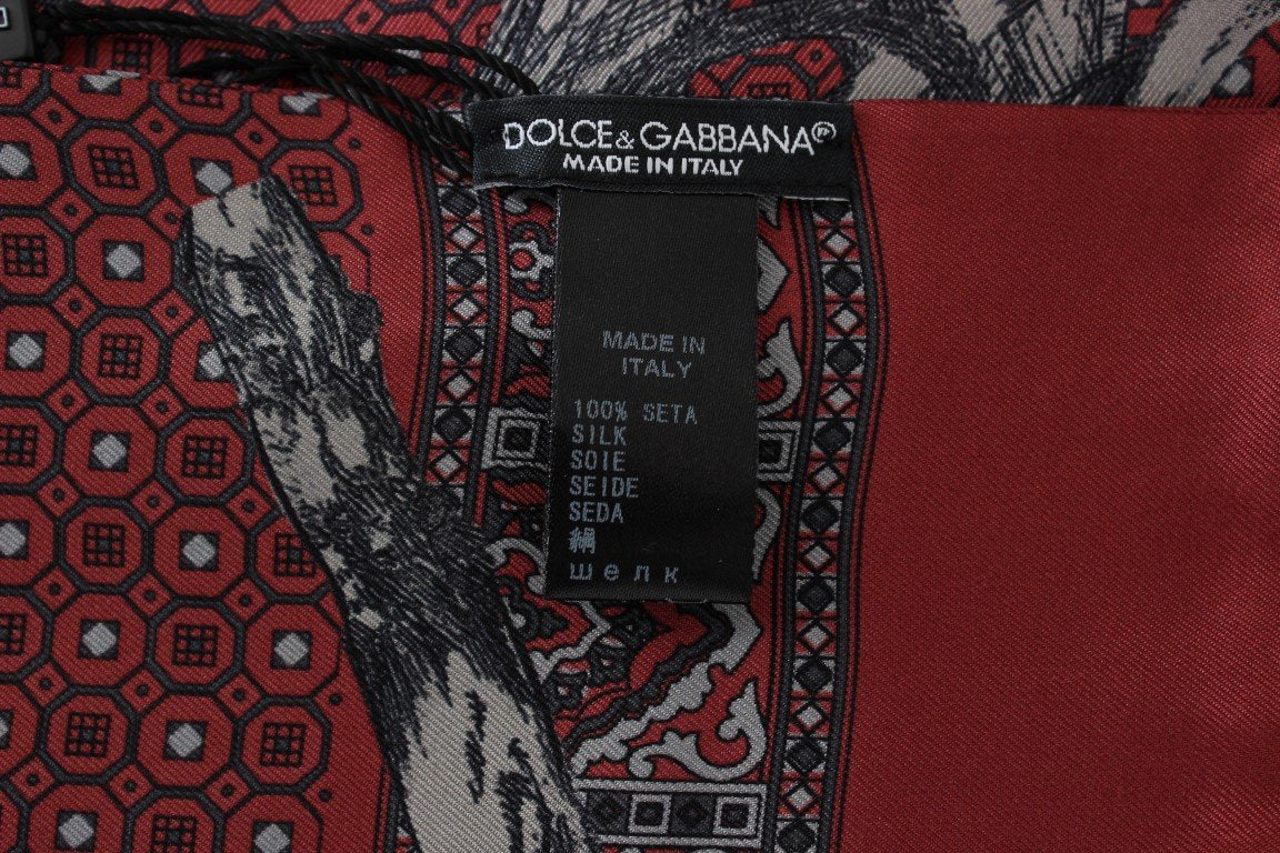 Bordeaux Silk Monkey Pattern Scarf