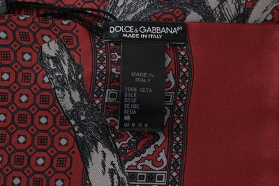 Bordeaux Silk Monkey Pattern Scarf