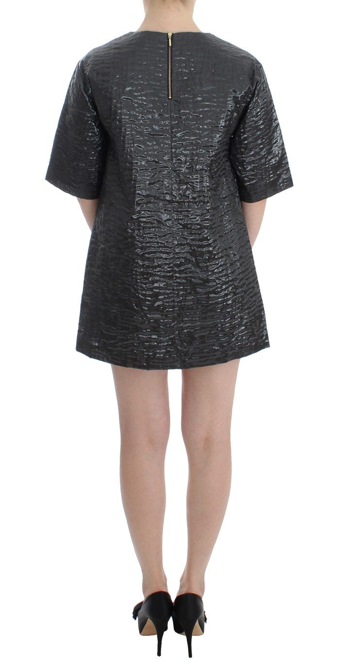 Silver metallic short sleeve dress