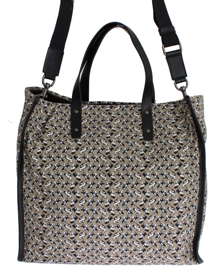 Car Print Cotton Leather Shoulder Bag