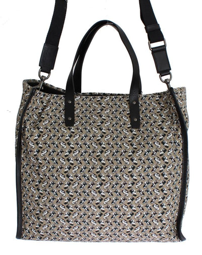 Car Print Cotton Leather Shoulder Bag